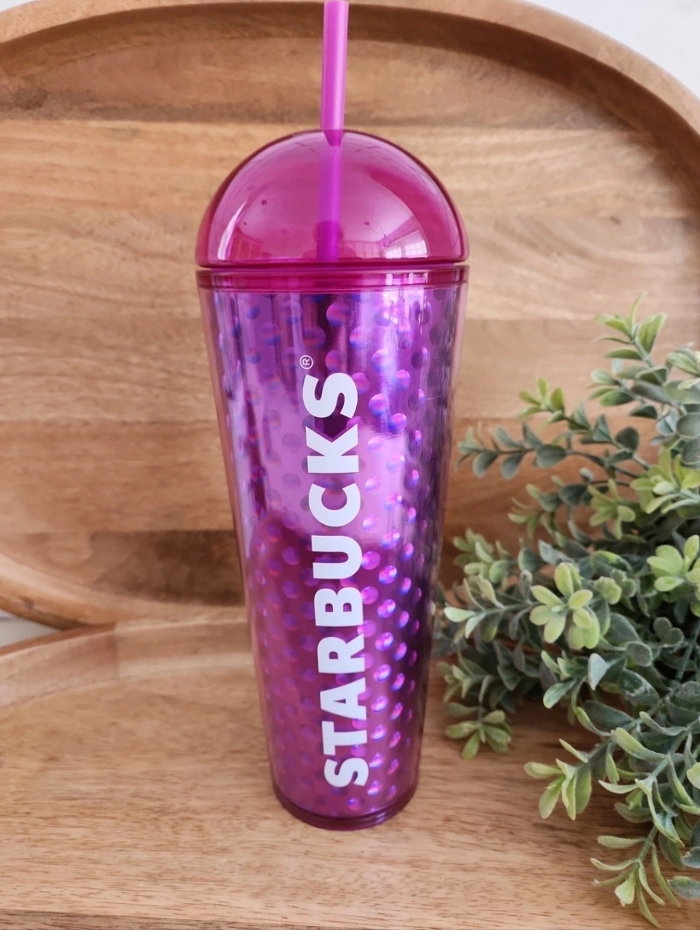 Starbucks Summer Purple Holographic Dots 24oz Venti Dome Lid Cold Cup Tumbler